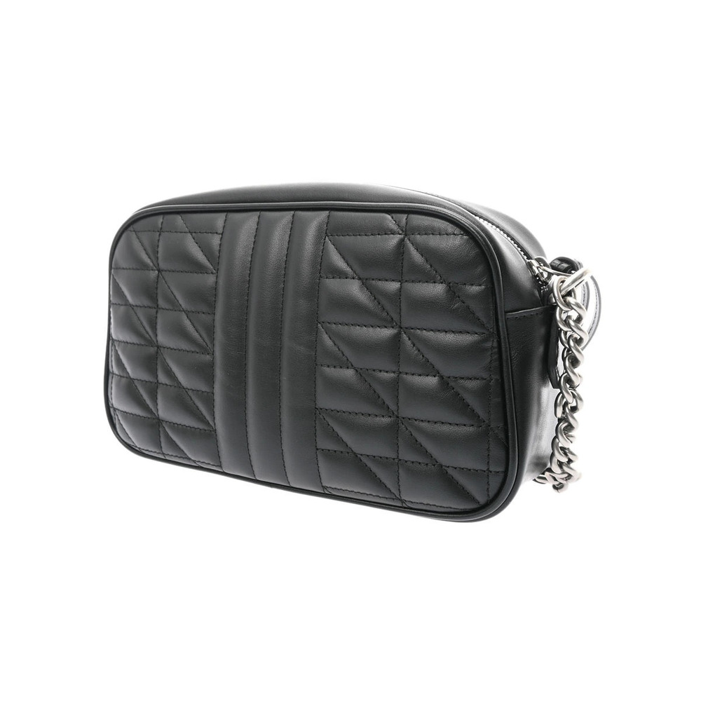 Gucci Black Marmont GG Leather Bag Quilted Shoulder Black